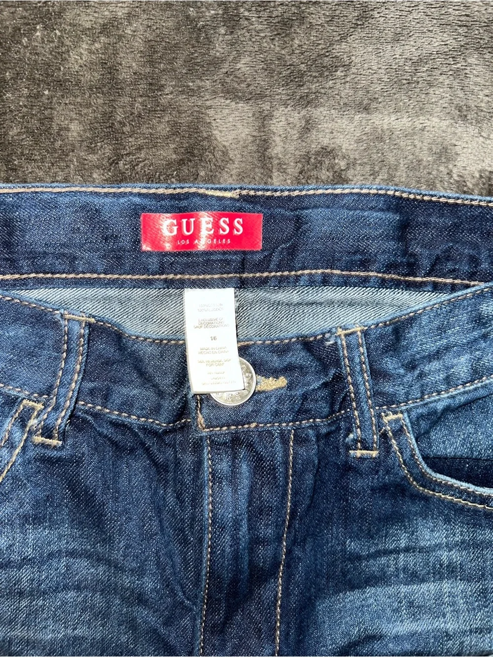 Guess Men's Distressed Dark Blue Denim Shorts